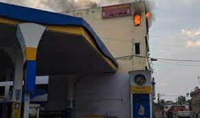 sagar,  massive fire broke out , petrol pump