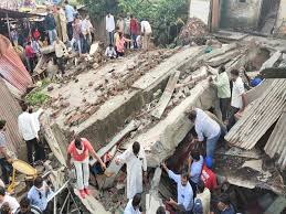 dewas, Two killed, three-storey house ,collapse, 10 rescued