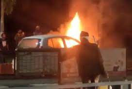 bhopal, car on fire
