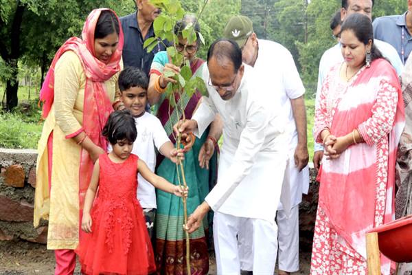 bhopal, Chief Minister , planted saplings 