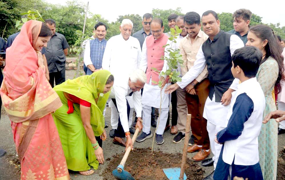 आज पीपल, करंज आम और नीम के पौधे लगाए ग