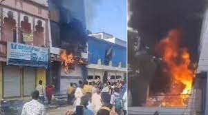 indore, Huge fire broke , woman burnt alive