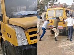 gwalior, Fire broke out ,school bus 