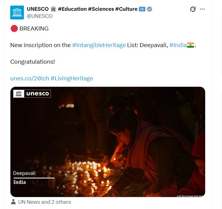 Dehli , UNESCO , declared , Diwali , intangible , world , heritage site
