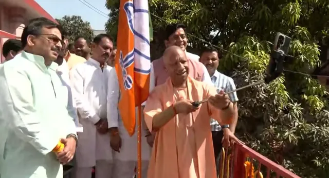 CM Yogi , hoisted , party flag , BJP Foundation Day