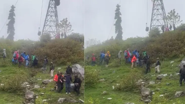  Gulmarg ropeway , technical snag, leaving 300 tourists stranded mid-air