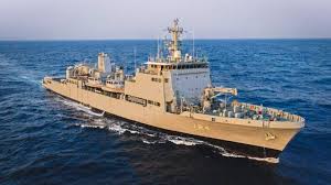 Indian Navy , three indigenous warships; maritime strength boosted.