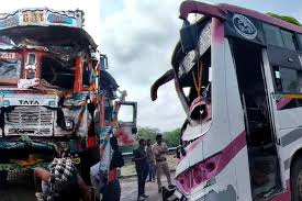 Horrific road accident, Sagar: Indore-Lalitpur bus collides , truck