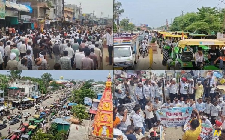 Farmers ,protest ,moong , Harda; sit-in , Indore-Nagpur Highway.