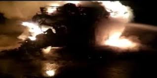 Ratlam, 3 people burnt alive, fire in a collision, two trucks
