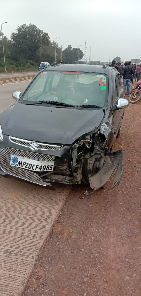 jabalpur,  high-speed car, hit bike,  man seriously injured