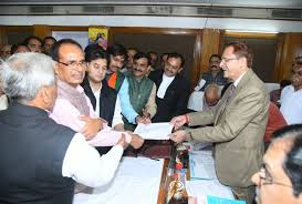 bhopal,  Jyotiraditya Scindia, Dr. Sumersingh, Ranjana Baghel ,filed nomination , Rajya Sabha