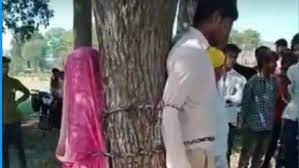 rajgarh,Two accused arrested, assault by tying , woman and a young man 