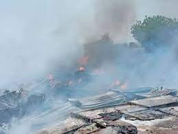 khandwa, Massive fire,plant being built