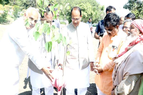 मुख्यमंत्री  चौहान ने अनिल प्रकाश जोशी के साथ किया पौध-रोपण